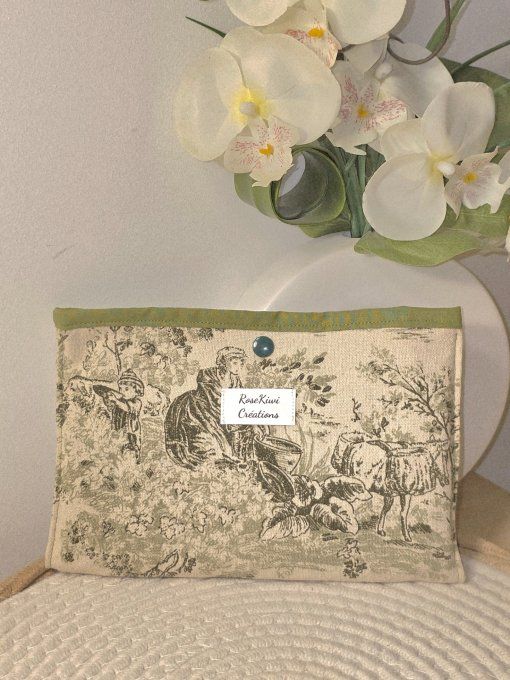 Pochette à livre Vintage en toile de Jouy