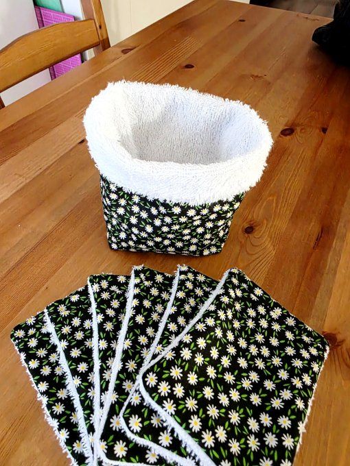 Débarbouillettes et panier