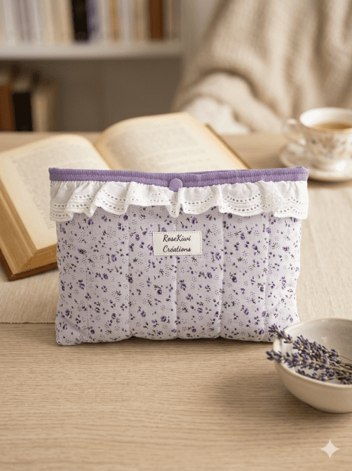 Pochette à livre molletonnée Lavande