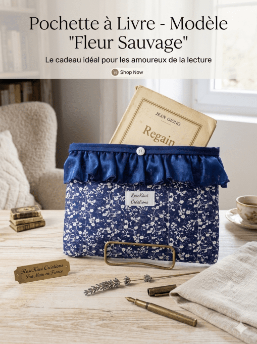 Pochette à livre bleue et blanche