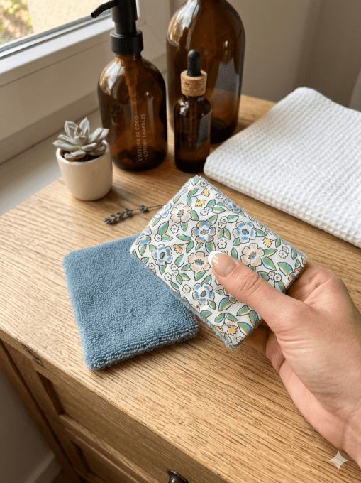 Maxi cotons lavables XXL réutilisables avec panier assorti – Lot de 6 – Bambou bio & coton Oeko-Tex