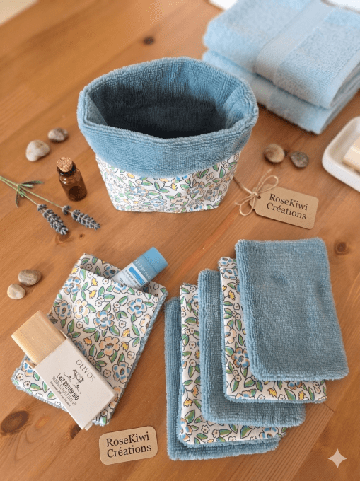 Maxi cotons lavables XXL réutilisables avec panier assorti – Lot de 6 – Bambou bio & coton Oeko-Tex