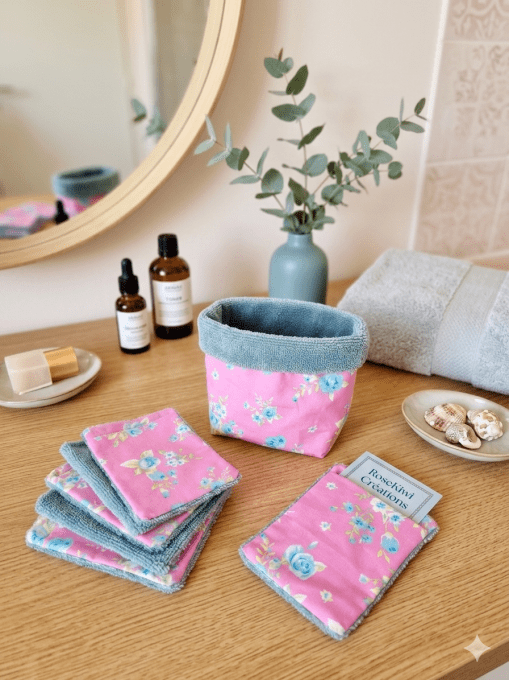 Maxi cotons lavables XXL réutilisables avec panier assorti – Lot de 6 – Bambou bio & coton Oeko-Tex
