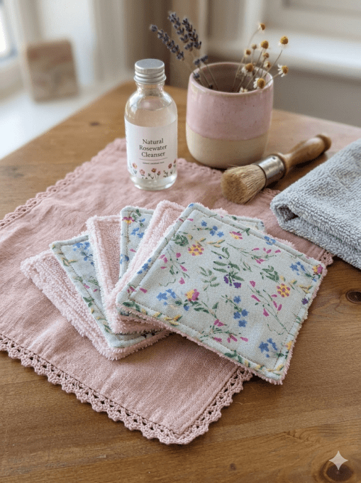 Lot de 6 cotons lavables Fait Main 100% coton Bio