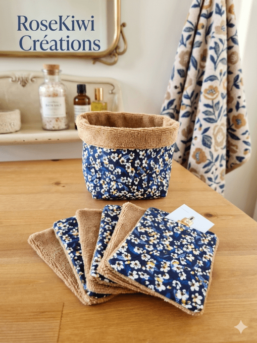 Maxi cotons lavables XXL réutilisables + panier assorti – Lot de 6 – Bambou bio & coton Oeko-Tex