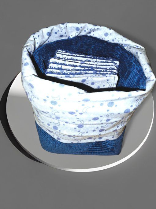 Le panier pochon et ses 8 lingettes démaquillantes "nuit étoilée"