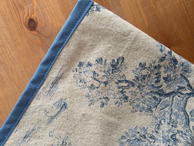 Pochette à livre Vintage en toile de Jouy Bleu et crème