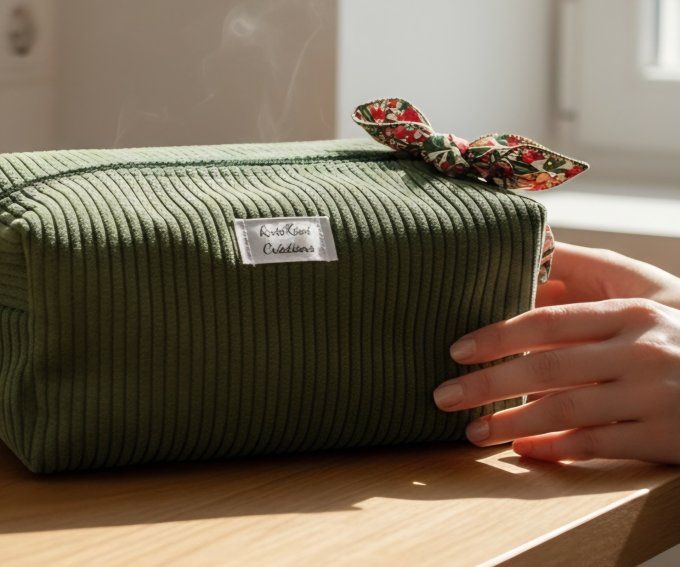 Trousse de toilette en velours côtelé