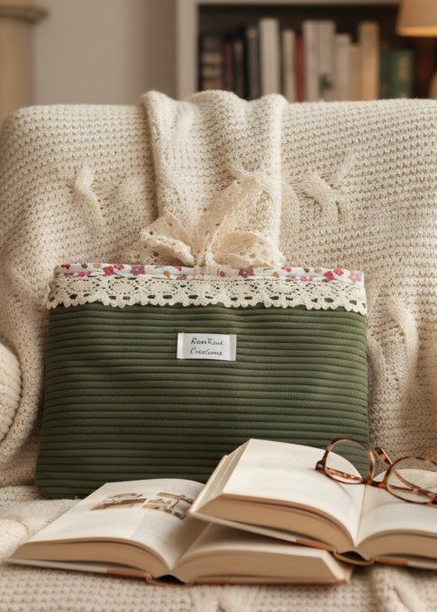 Pochette à livres Velours côtelé Vert kaki